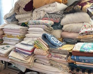 Vintage textiles, blankets, dollies, curtains