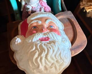 Vintage Christmas Santa Claus Wall Decor, Antique Chidren's high chair