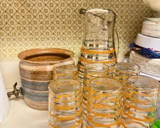 Mid Century Modern Glassware Set with pitcher