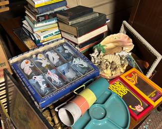 Vintage glassware, & books!