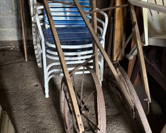 Antique High Wheel Cultivator Push Plow
