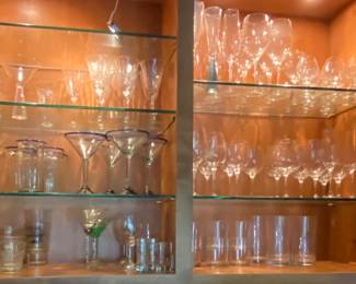 Mexican martini, margarita and water glasses, stemware