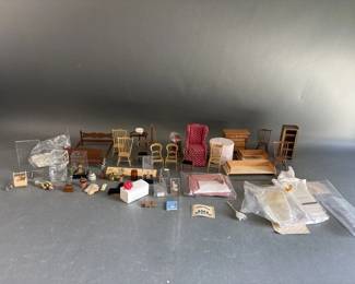 Lot 128 – Miniature Wooden Doll Furniture & More