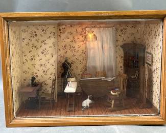 Lot 161 – Sewing a room Diorama With Electric Light