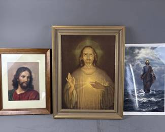 Lot 50 – Religious Framed Painting & Prints Of Jesus