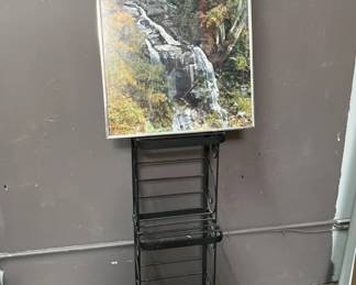 Lot 103 – 3 Tiered Metal Plant Stand & Waterfall Poster