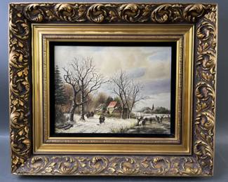 Lot 36 – Signed & Framed Winter Scene Oil Painting