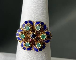 Lot 13 – 14K Sapphire & Emerald Ring Size 6