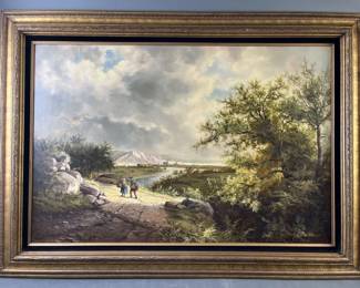 Lot 99 – Signed Countryside Landscape Oil on Canvas