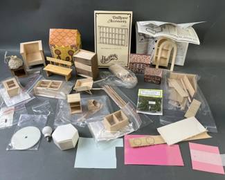 Lot 126 – Hand Made Wood Dollhouse Furniture & More