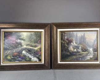 Lot 96 – 2 Thomas Kinkade Colorful Landscape Art Pieces