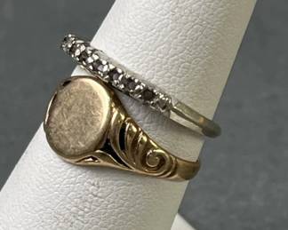 Lot 14 – 14K & 10K Rings Missing stones As IS