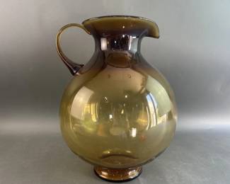 Lot 75 – MCM Amber Handblown Glass Pitcher