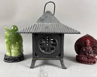 Lot 57 – Faux Jade Buddha Figure, Japanese Lantern & More