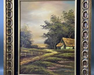 Lot 33 – Framed & Signed Cantrell Oil Painting Of A Farm