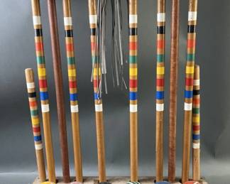 Lot 79 – Vintage Rubber Ended Croquet Set