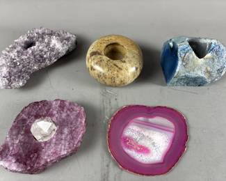 Lot 56 – Amethyst, Natural Stone Tealight Holders & More