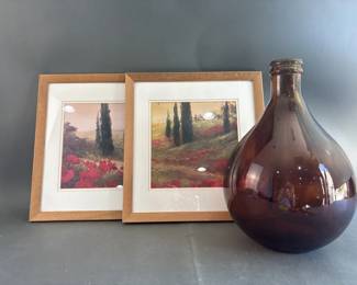 Lot 81 – Pretty Poppy Art & Spanish Amber Glass Vase