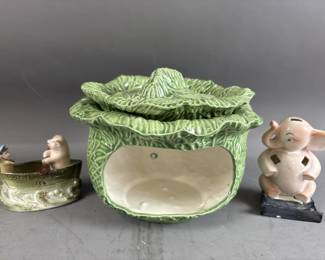 Lot 120 – Cabbage Soup Tureen & Vintage Ceramic Figurines