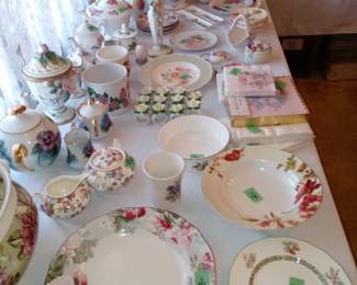 China pcs, napkin rings, candle sticks