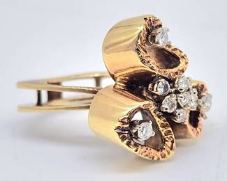 unique custom made 14k gold & diamond ring