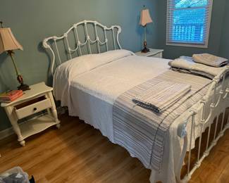 Pre sell item priced at 400.. Included are Iron Queen bed, 2 Bassett nightstands, and a very nice wardrobe. 