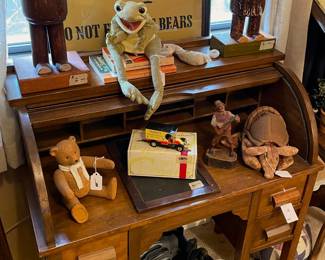 An old small roll top students' desk