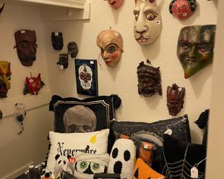More masks and Halloween decorative items