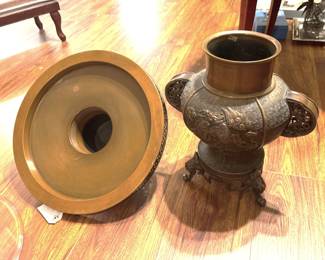 Vintage bronze Japanese Usubata floral vase.