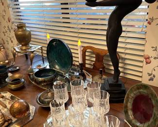 Unusual distinctive Art Deco globe light on figurine stand.