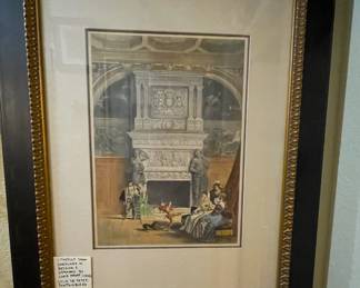 Lithotint by Louis Haghe (1850). Salle de Fetes Fontainebleau. The "Jester" preforms for the Court.