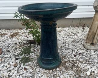 Blue Creamic Bird Bath