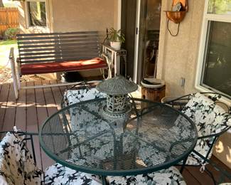 Iron patio table with 4 chairs
