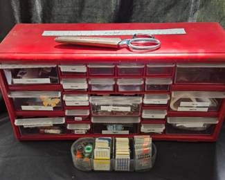 Loaded Multi Drawer Organizer With Embroidery Needles And Scissors