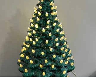 Vintage Ceramic Christmas Tree With White Lights
