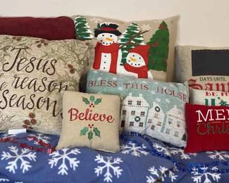 Christmas Comfort Pillows Blankets Mystery Lot