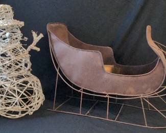 Snowman Sleigh Winter Decor