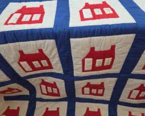 Red, White And Blue Houses Quilted Wall Hanging Or Throw