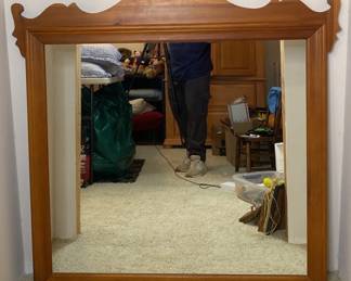 Vintage Wooden Framed Wall Mirror W Ornate Crown