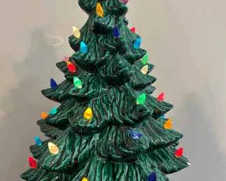 Vintage Ceramic Christmas Tree With Colored Lights