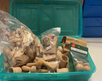 Wooden Pegs, Handles, And Shapes Mystery Lot
