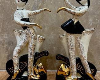 1940s Hedi Schoop Lefton Harelquin Vases