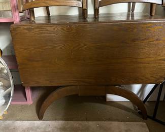 MCM dropleaf dining room set - table with 4 chairs and china cabinet
