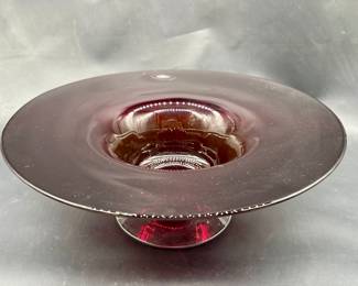 Blenko Vintage Wide Brim Footed Vase in Amethyst
