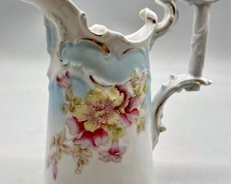 Antique Victorian Porcelain w/ Flowers Pitcher