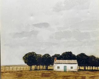 Big Sky w/ Little White Farmhouse on the Prairie