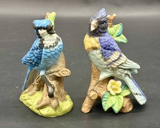 (2) Vintage Bisque Porcelain Bird Figurines
