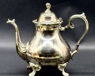 Vintage Silver Plate Footed Teapot