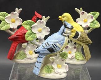 (3) Vintage Ardco Bisque Porcelain Bird Figurines