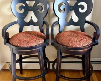 (2) Arhaus Furniture Swivel Bar Stools